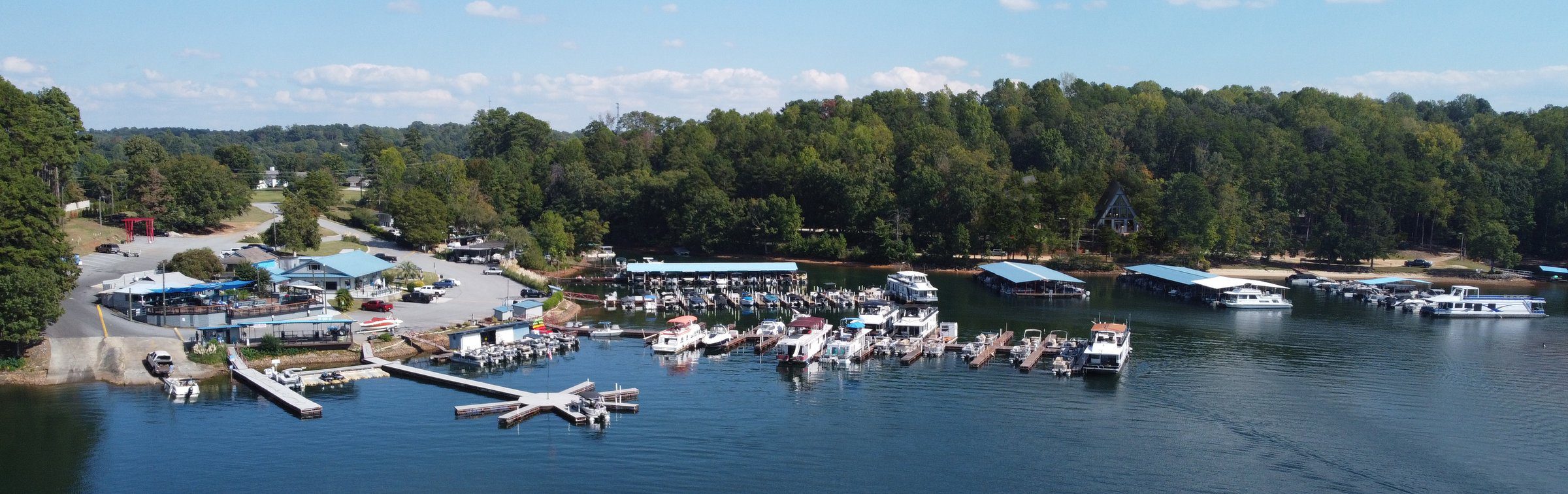 Aerial view of Keowee Marina on Lake Keowee
